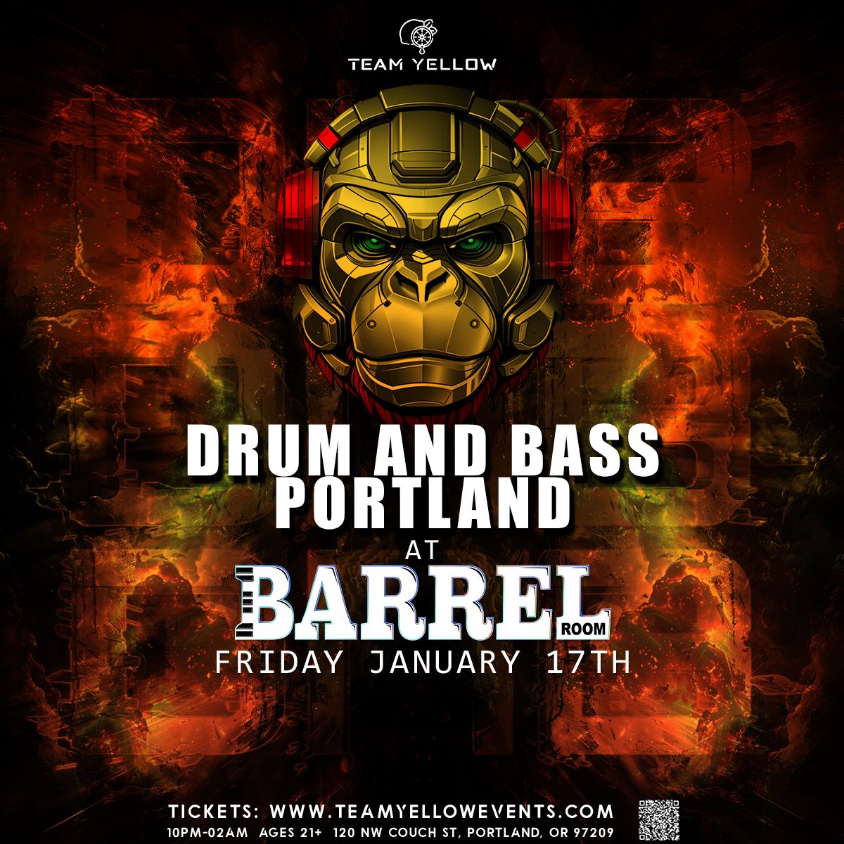 \ud83e\udd8d Team Yellow: Drum and Bass Portland at Barrel Room [Former Whiskey Bar]