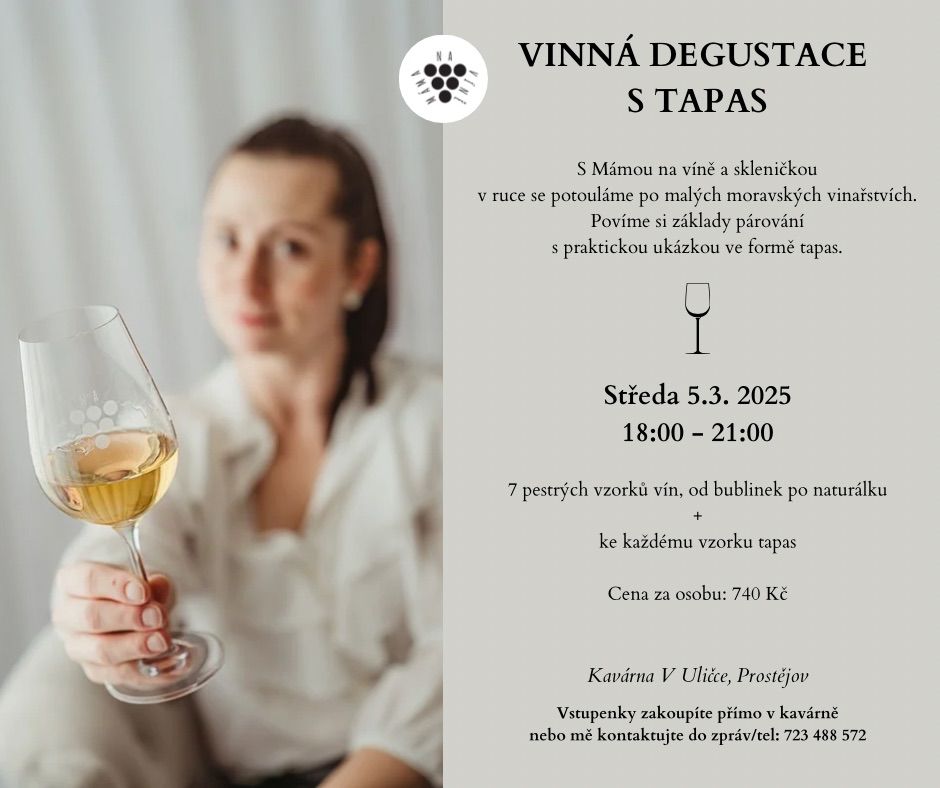 Degustace moravsk\u00fdch v\u00edn s tapas V Uli\u010dce Prost\u011bjov