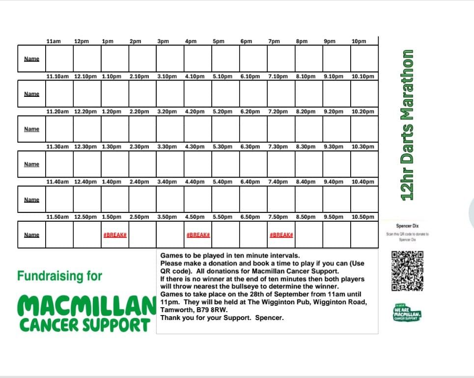 Macmillan Darts Marathon 