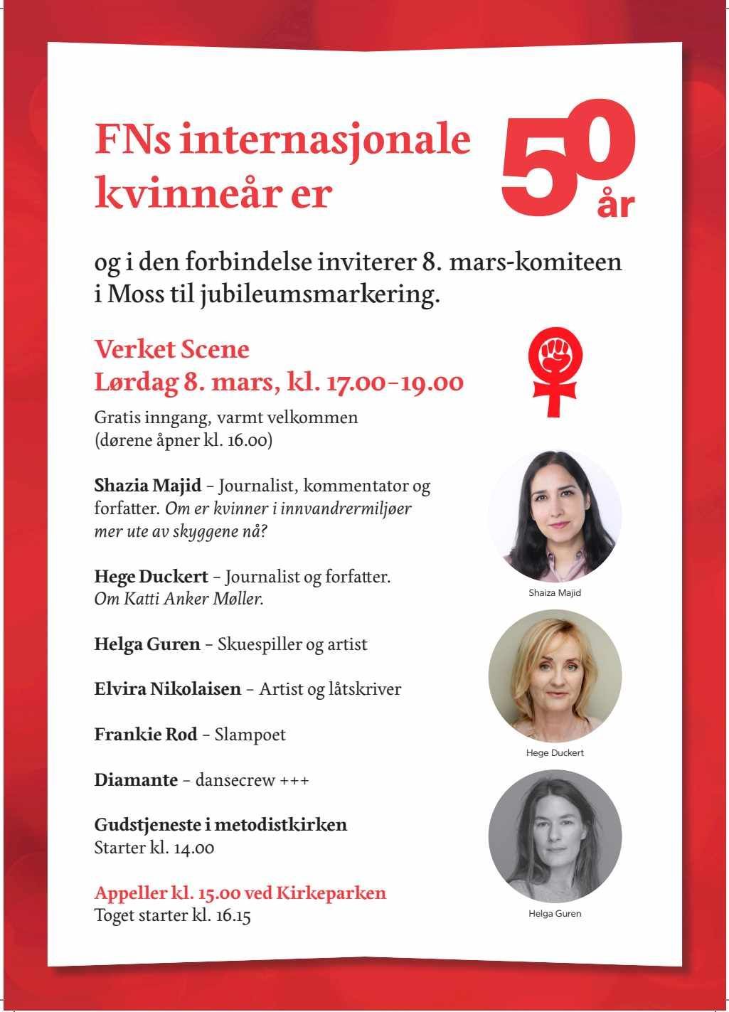 8.mars I Moss. 50-\u00e5rsjubileum for FN's kvinne\u00e5r