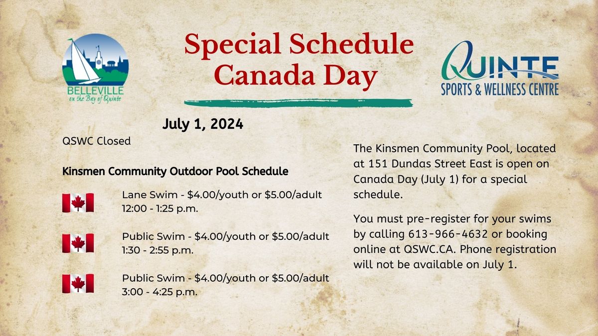Canada Day Special Schedule