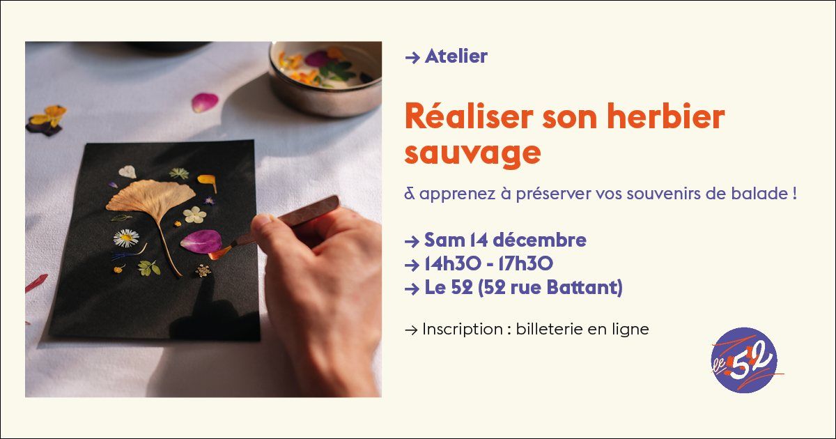  Atelier cr\u00e9atif : R\u00e9aliser son herbier sauvage