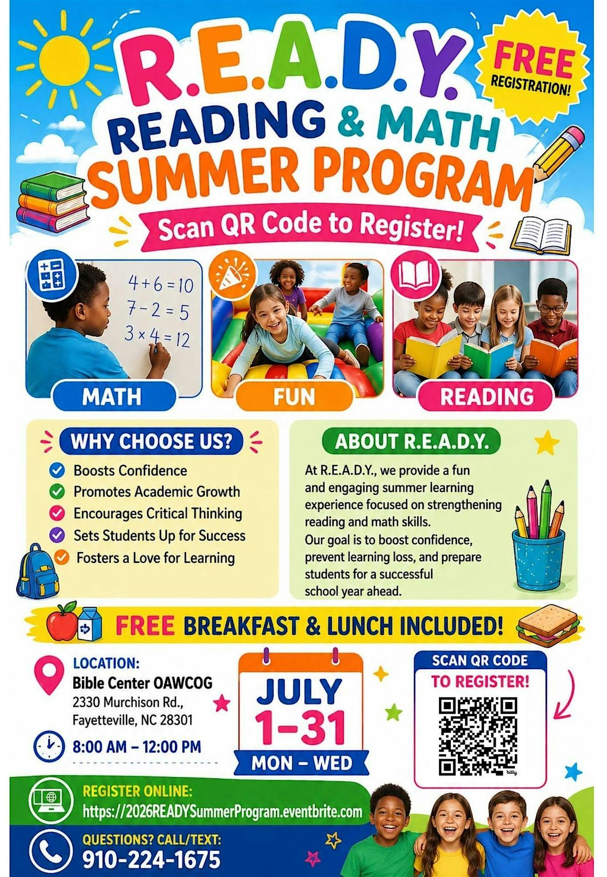R.E.A.D.Y Reading & Math Summer Program (FREE Registration)