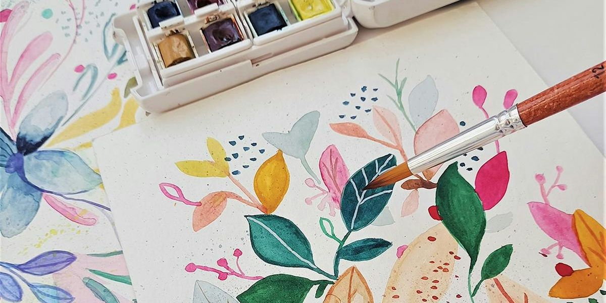 Watercolor Flower Pattern Workshop - Padr\u00e3o De Flores Em Aquarela