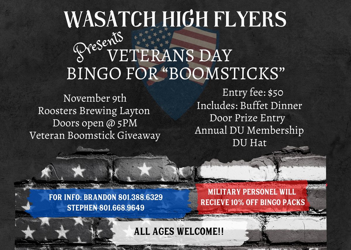 Wasatch High Flyers Veterans Edition Bingo for "Boomsticks"