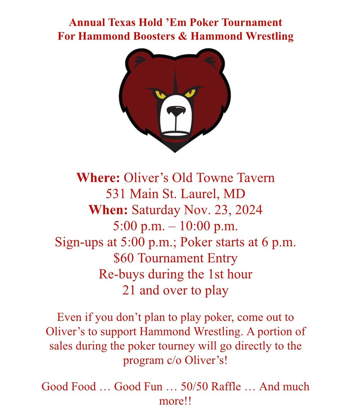 Annual Hammond Wrestling Poker Tournament 