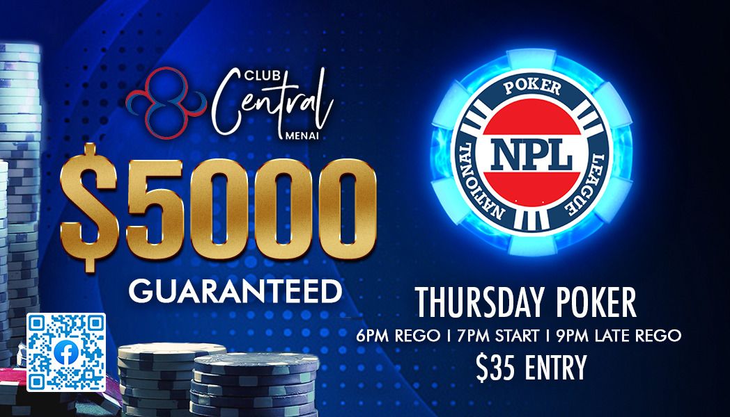 Join the best poker experience in the Shire! $5000 Weekly Prize pool