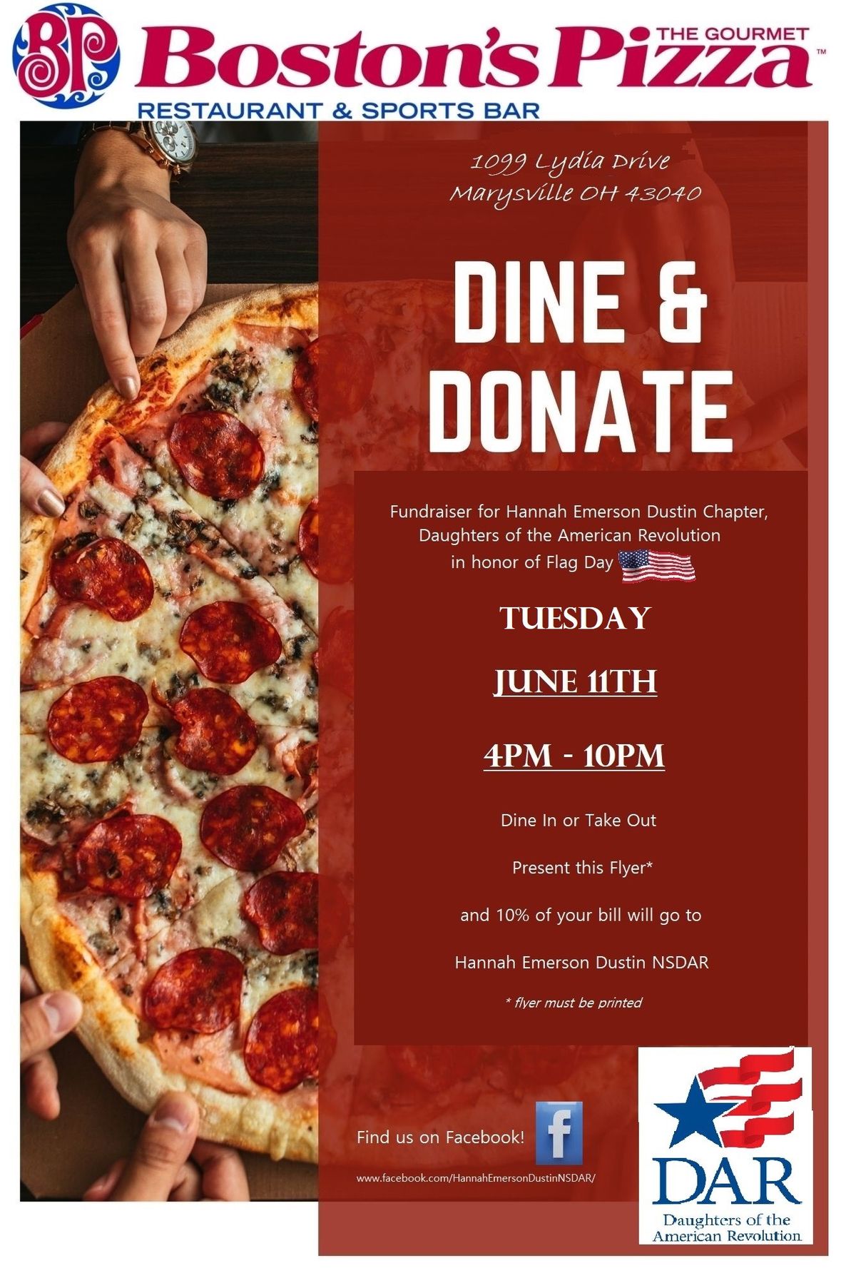 Dine In\/Take Out Fundraiser in Honor of Flag Day \ud83c\uddfa\ud83c\uddf8