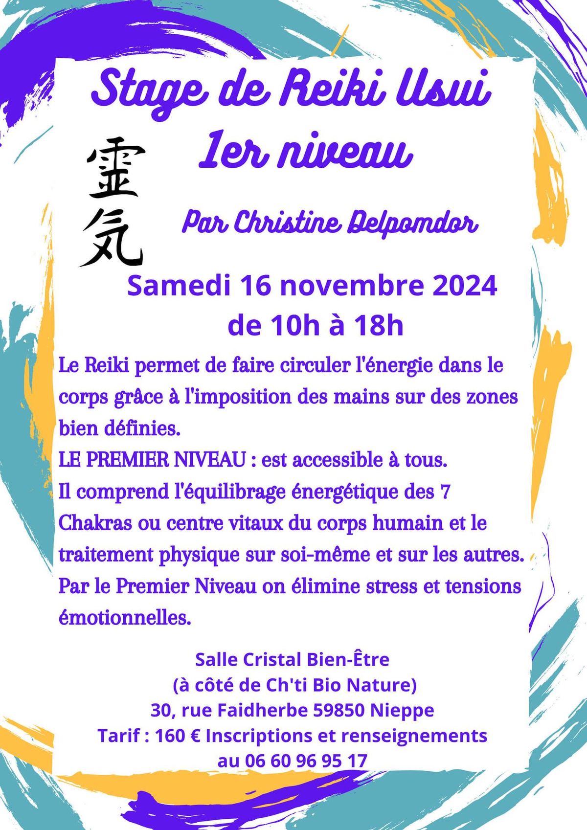 Stage de Reiki Usui 1er niveau par Christine