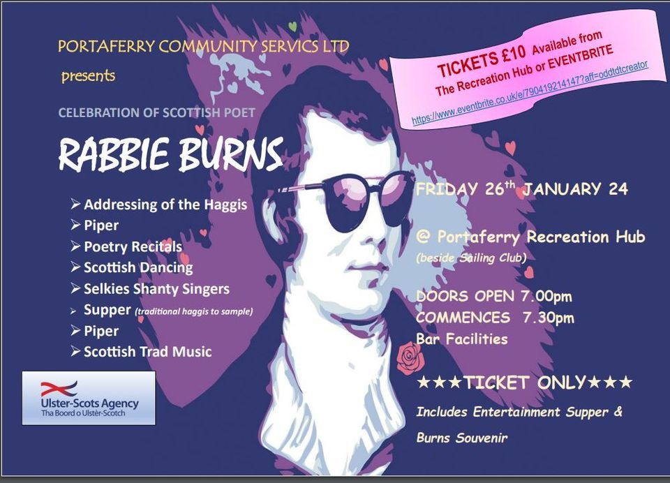 RABBIE BURNS Night Food, Music, Dancers, Recitals