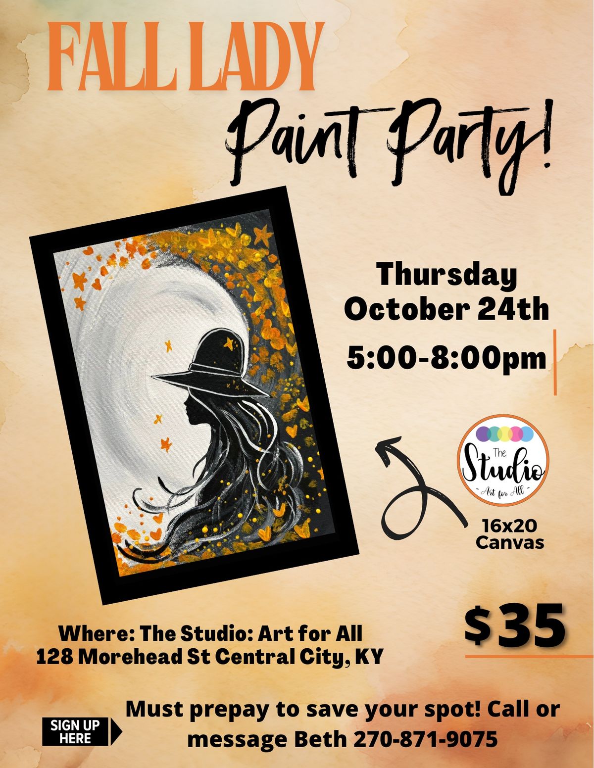 Fall Lady Paint Party at The Studio: Art for All 