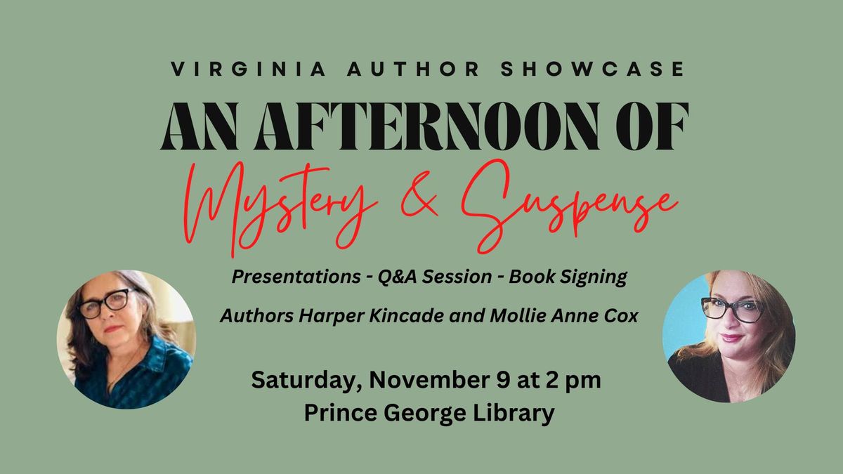 Virginia author showcase: An Afternoon of Mystery and Suspense