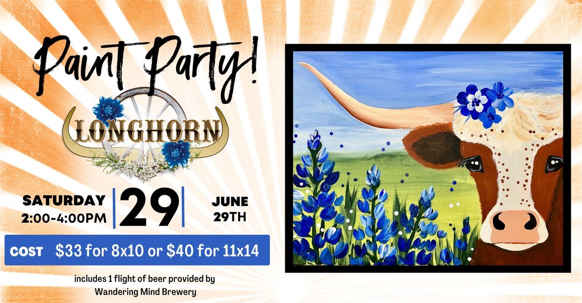 Longhorn and Bluebonnets Paint Party