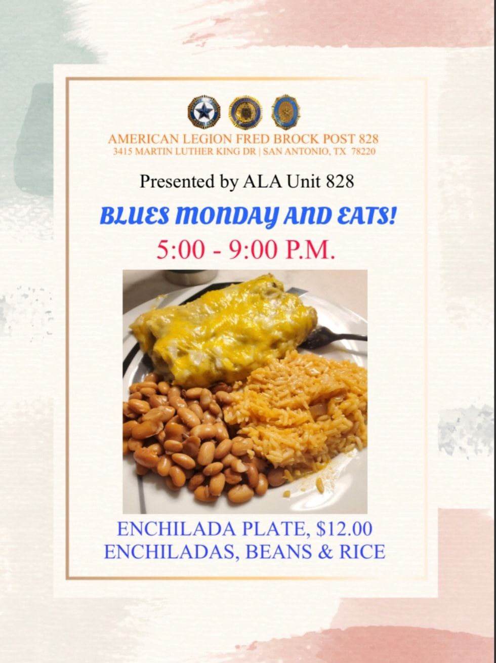 Blues Monday & Eats! Enchilada Plate w\/Beans & Rice, Plate: $12.00
