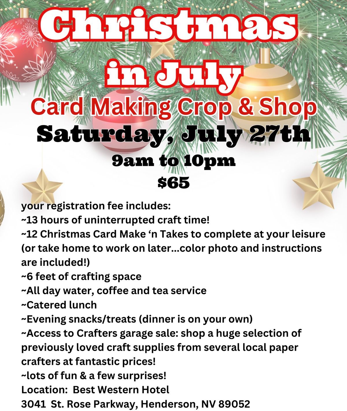 Christmas in July Card Making Crop & Shop!