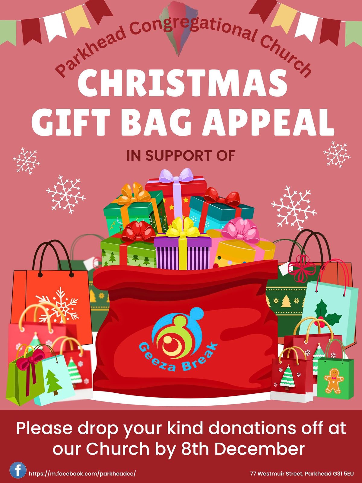 Christmas Gift Bag Appeal for Geeza Break