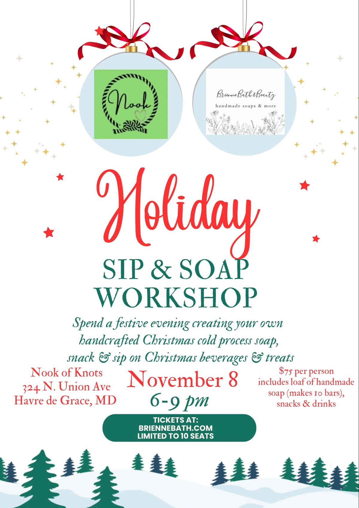 Holiday Sip & Soap Workshop*Nov 8th 6-9pm