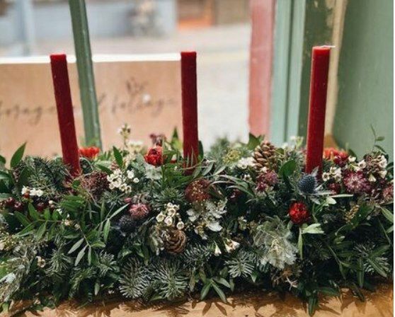 Festive Floral & Foliage Table Centrepiece