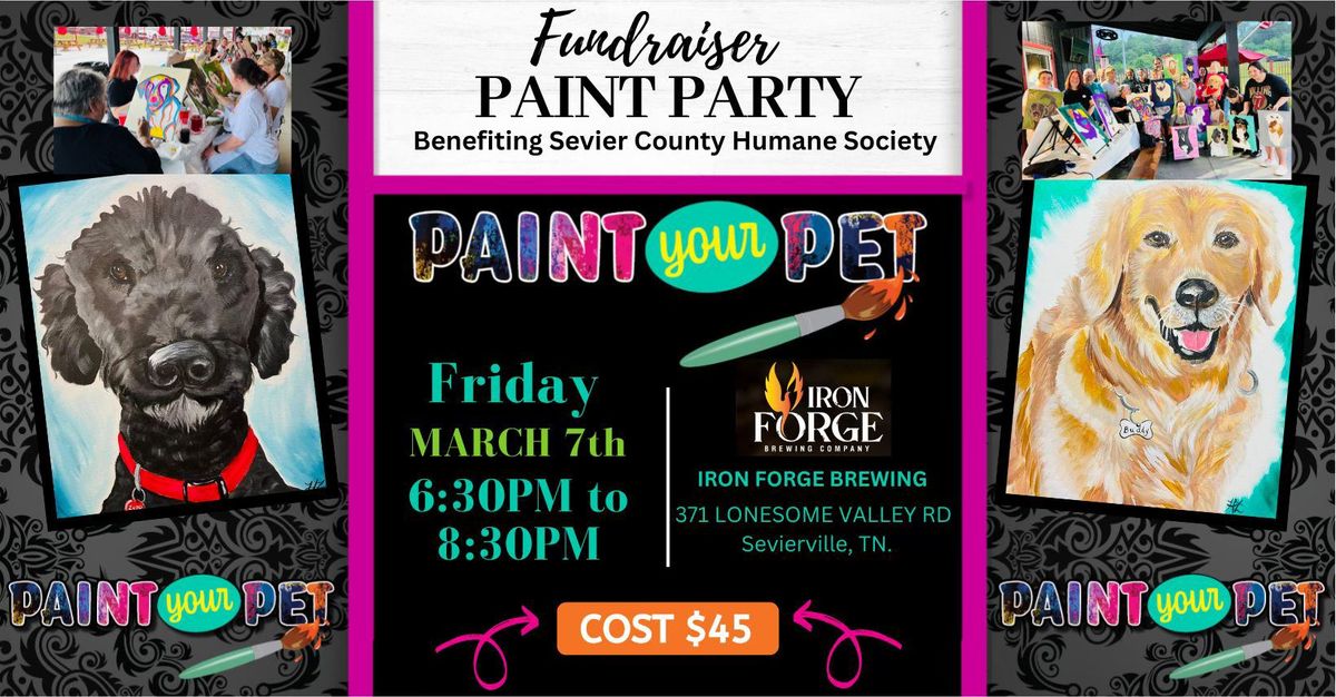 Paint your Pet fundraiser for Sevier County Humane Society 3-7-25