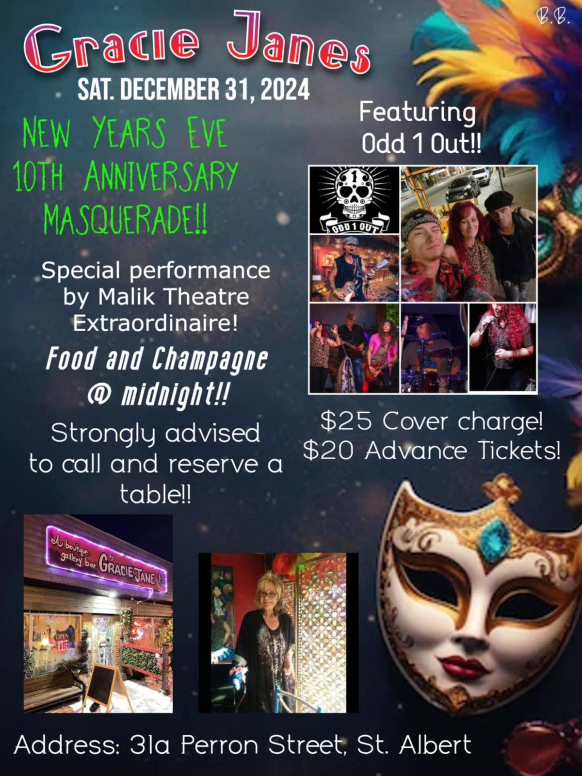 New Years Eve 10th anniversary Masquerade Party @ Gracies 