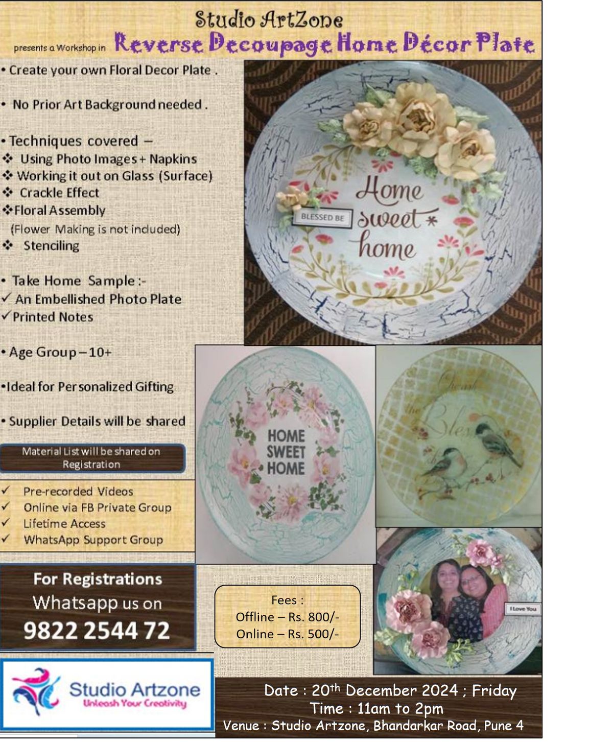 Reverse Decoupage Decor Plate