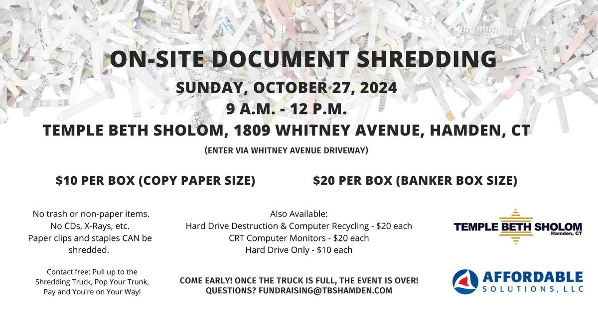 Document Shredding Event at Temple Beth Sholom