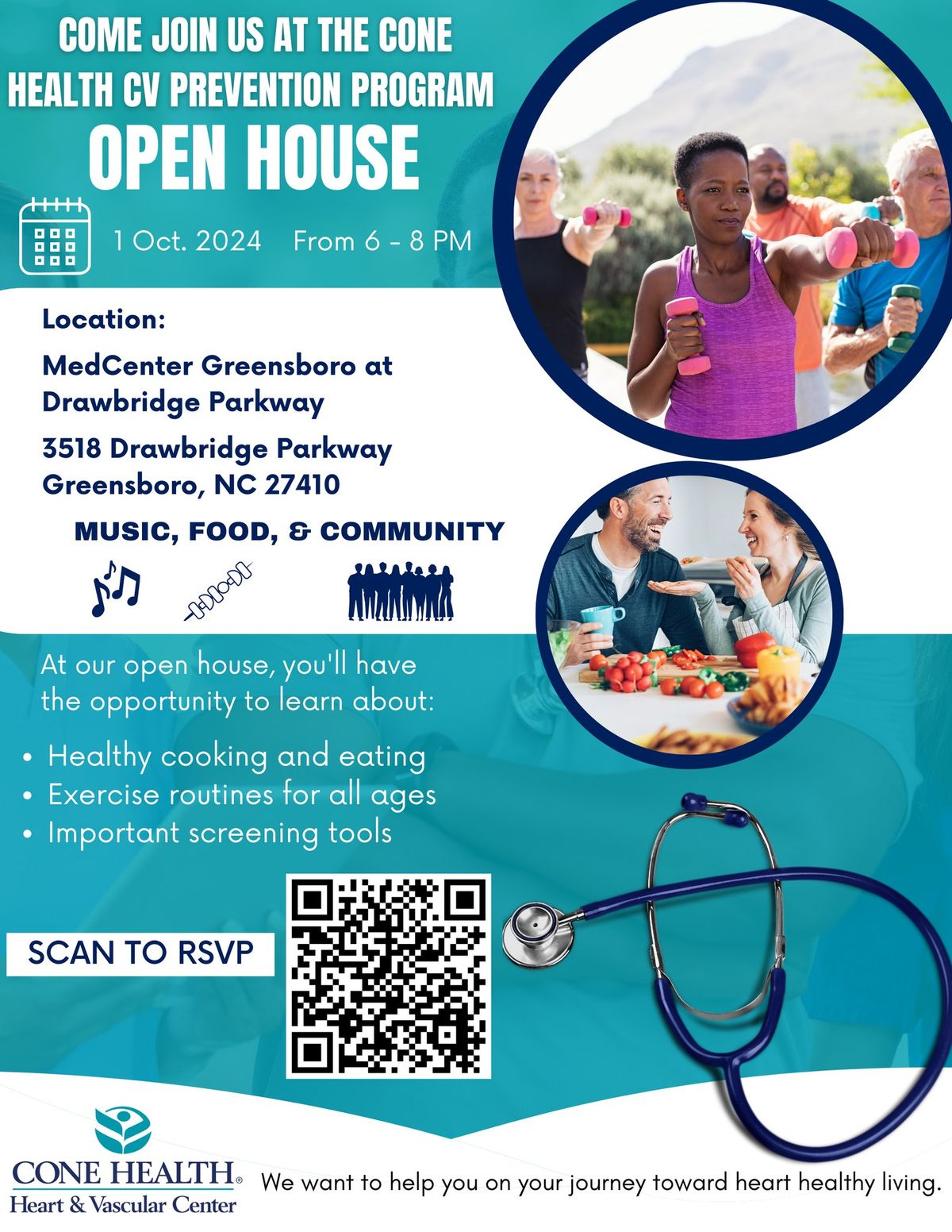 NEW DATE 10.1.24 LIVE MUSIC - Cone Health CV Prevention Program Open House