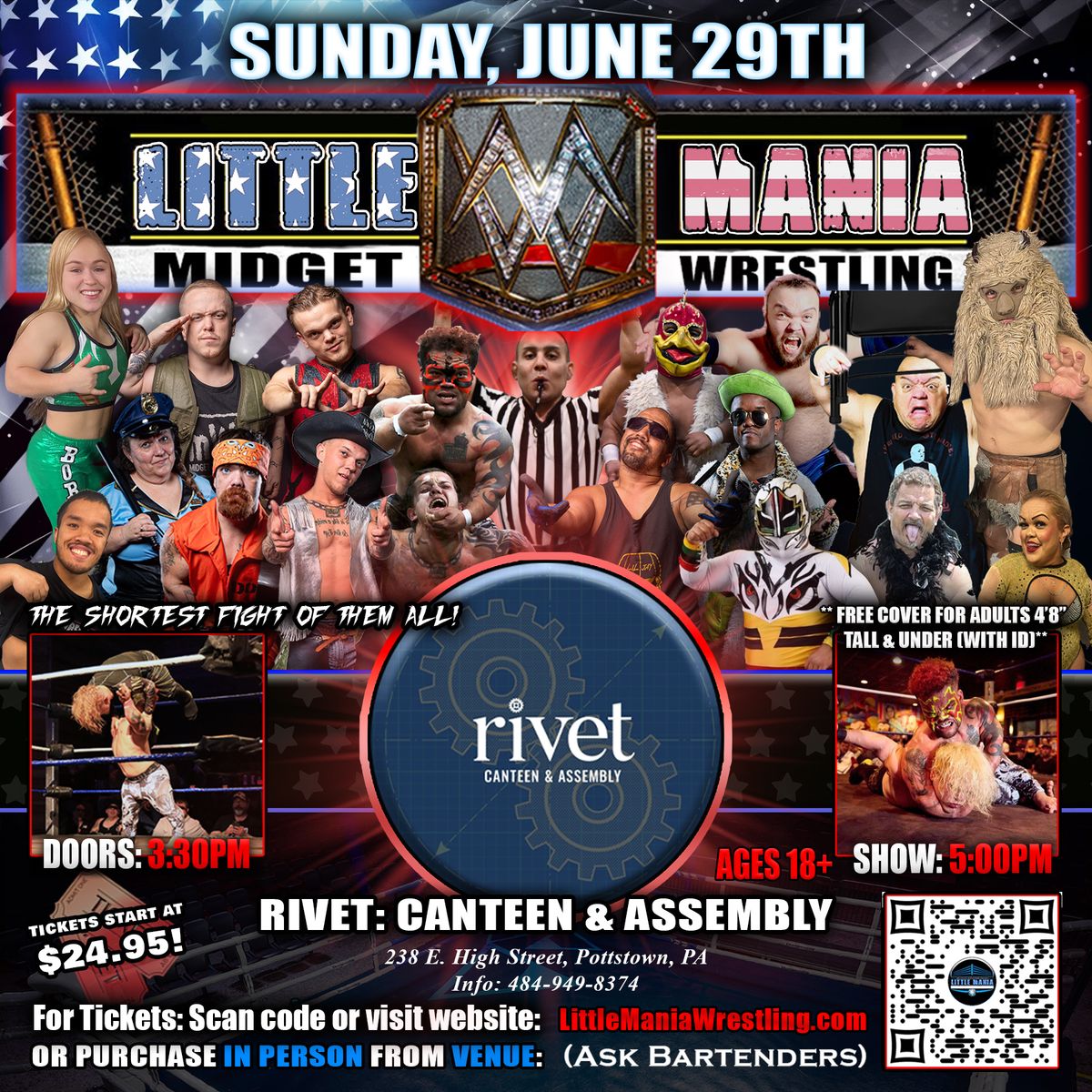 Pottstown, PA - Midget Wrestling All * Stars @ Rivet : Canteen & Assembly