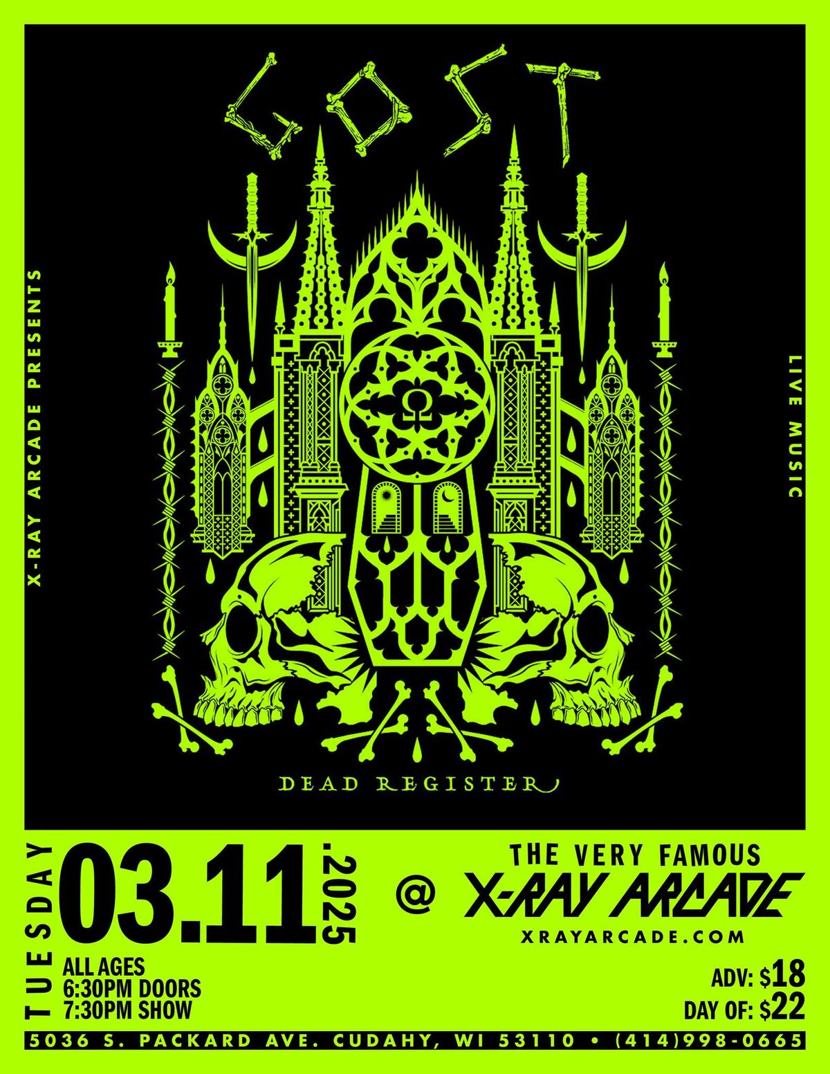 GOST \/ DEAD REGISTER \/ DESTROS AT X-RAY ARCADE