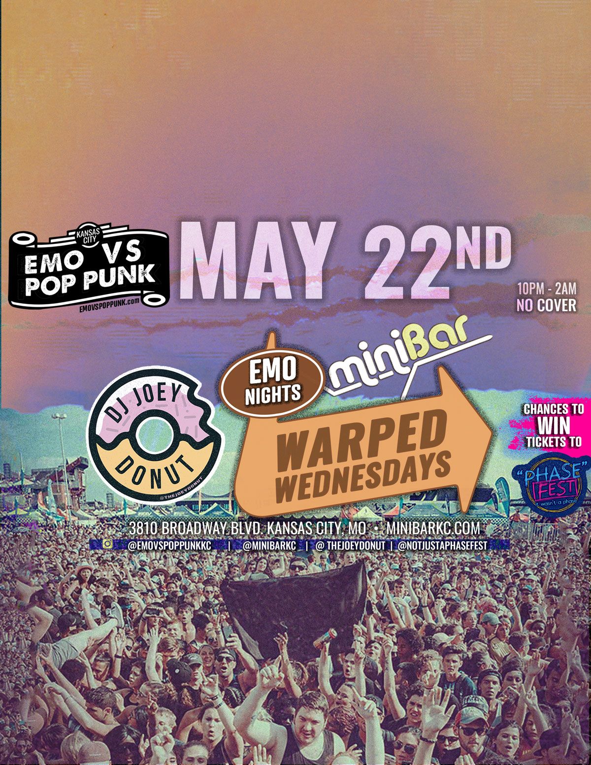 Emo Night @ miniBar :  DJ Joey Donut: Road to "Phase" Fest : Warped Wednesdays : Emo vs. Pop Punk