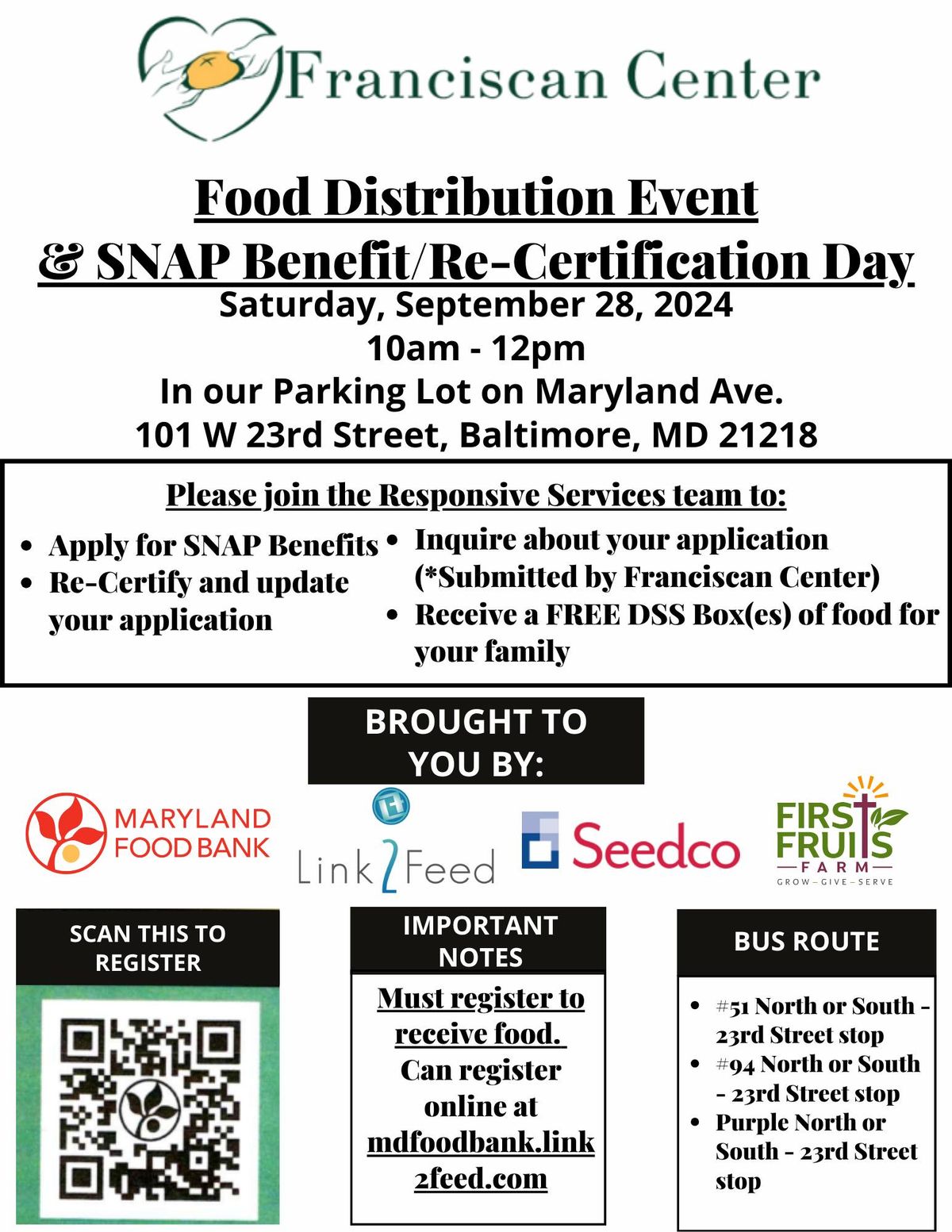 September -   Food and Resource Distribution at the Franciscan Center