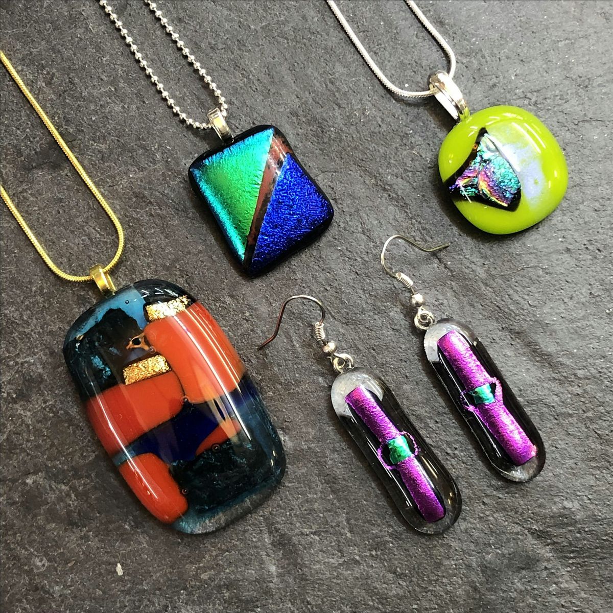 Fused Glass and dichroic jewellery for beginners at Rainbow Glass Studios