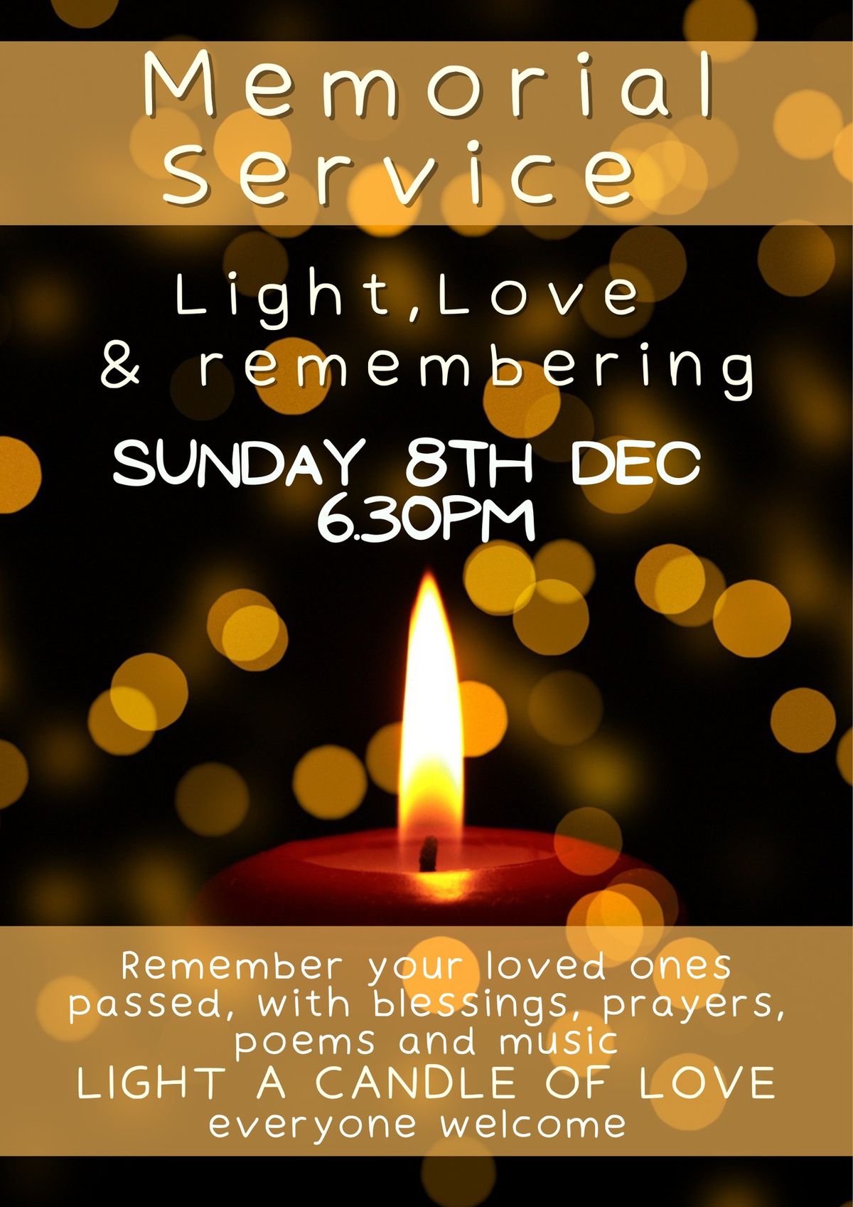 Memorial service - remembering loved ones x