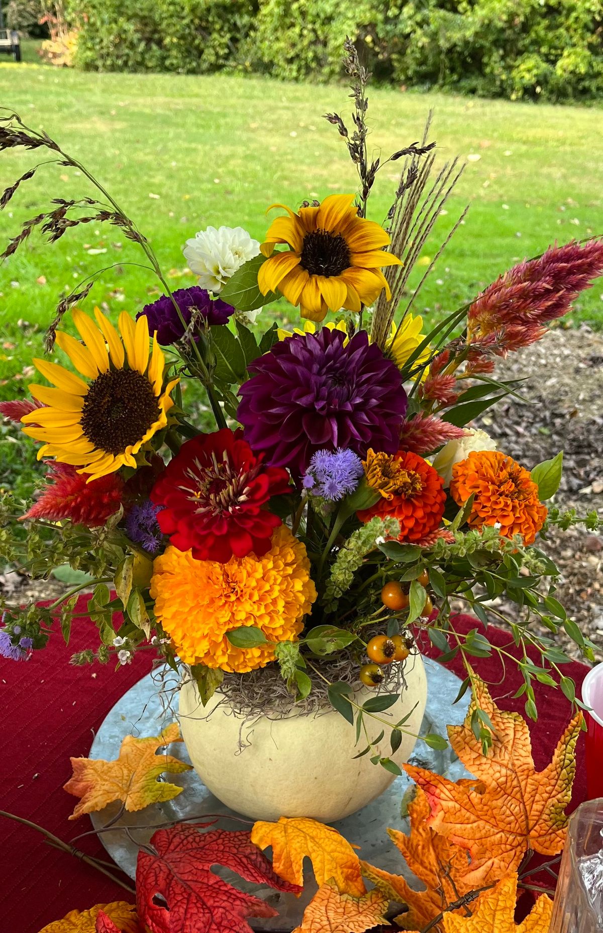 Flower Arranging in real Pumpkins 