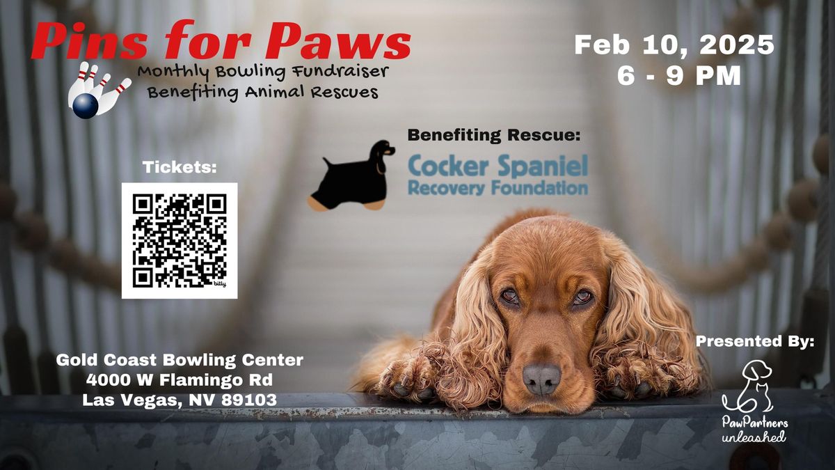 Pins for Paws Benefiting Cocker Spaniel Recovery Foundation