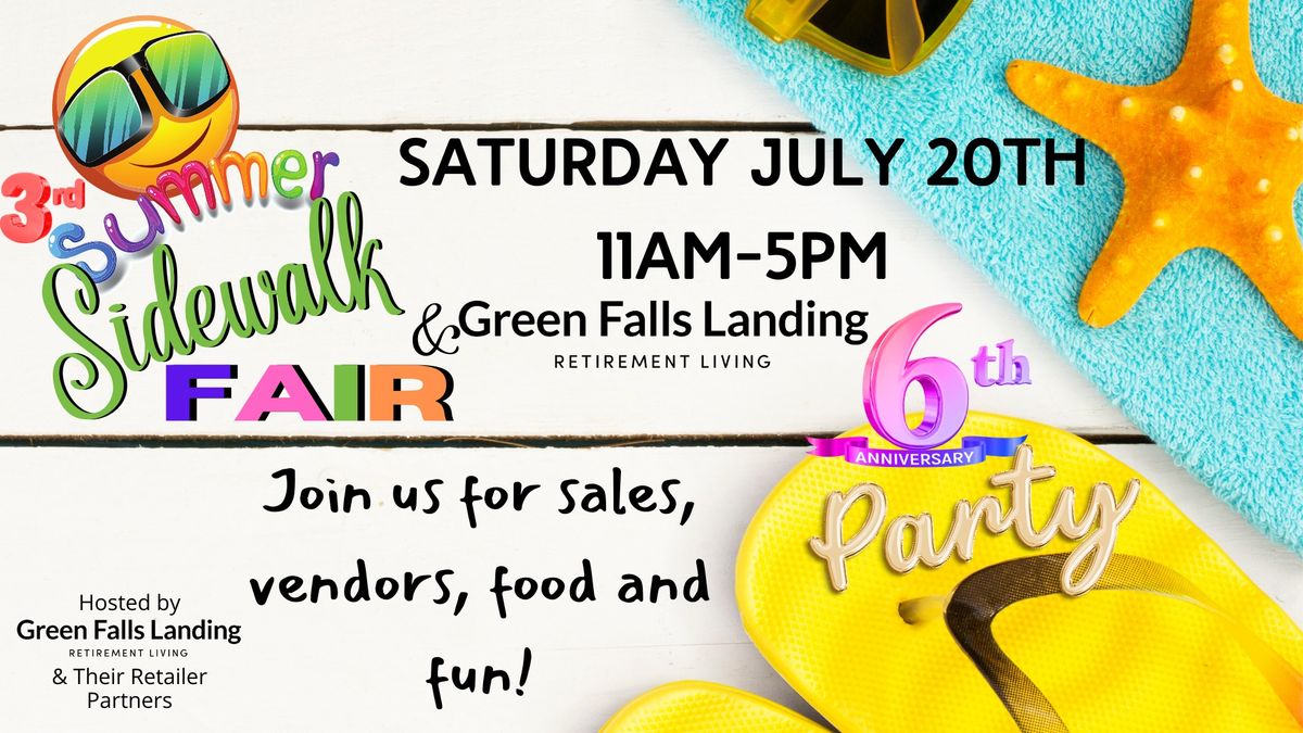 3rd Annual Summer Sidewalk Fair & Green Falls Landing 6th Anniversary Party