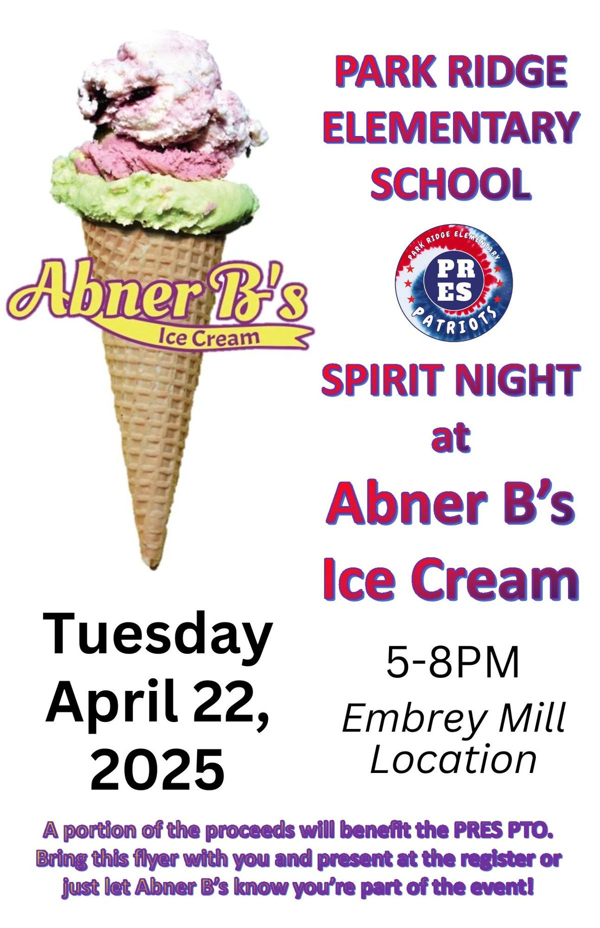 Spirit Night - Abner B's (Embrey Mill)