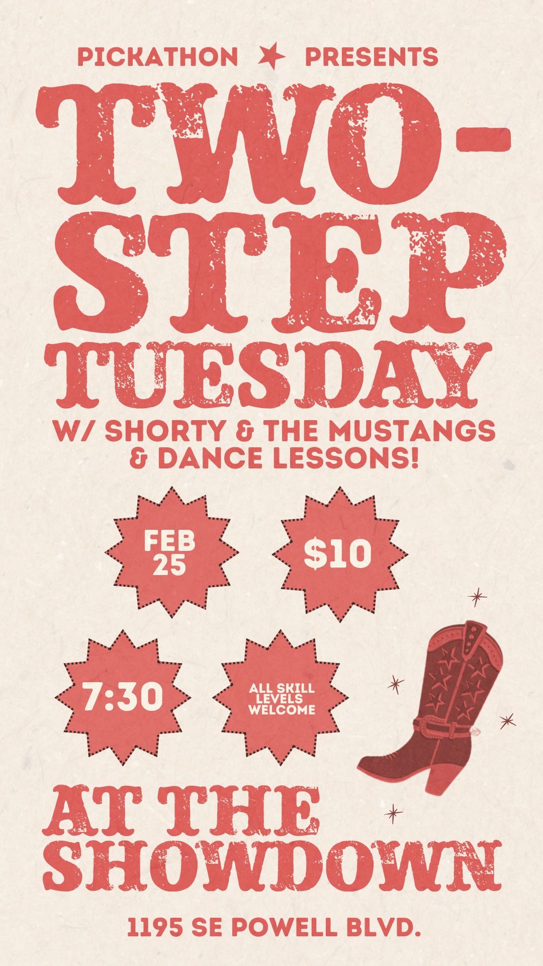 Two-Step Tuesday with Shorty and The Mustangs and Dance Lessons