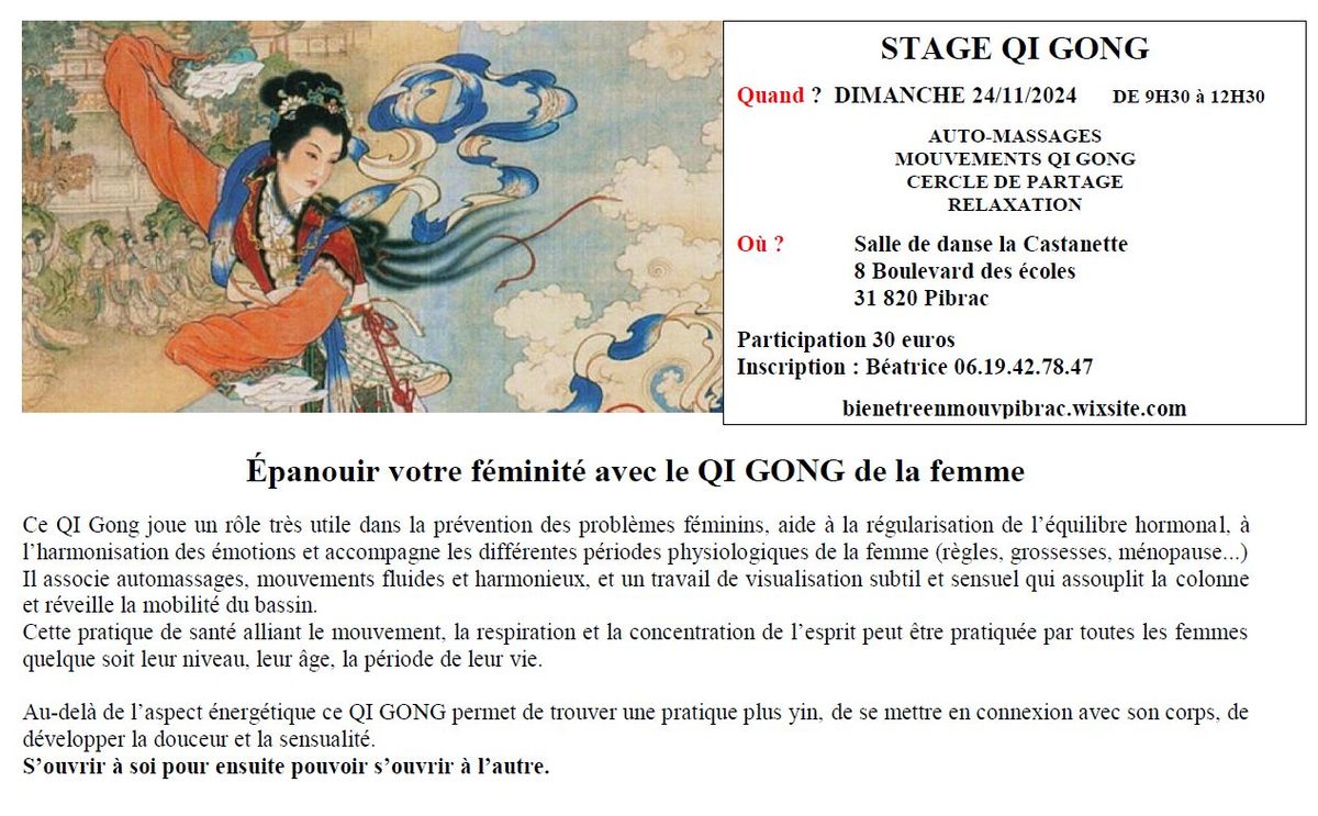 Stage Qi Gong - Epanouir votre f\u00e9minit\u00e9