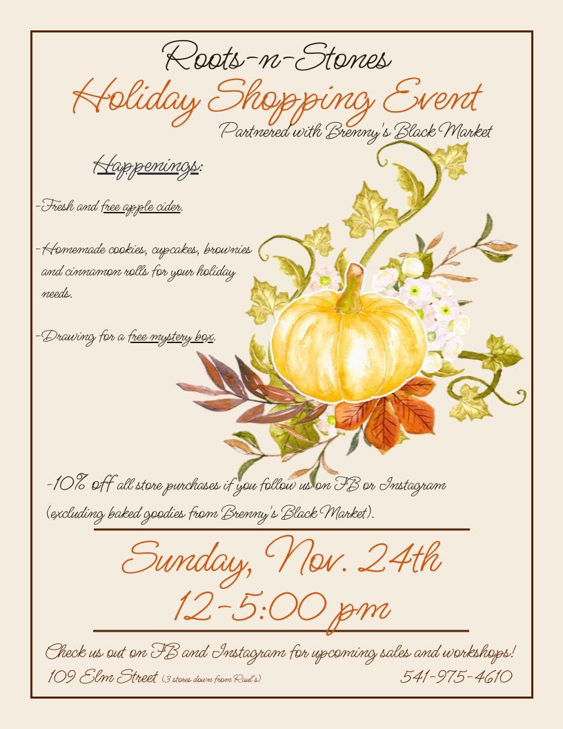 Roots-n-Stones Holiday Shopping Event