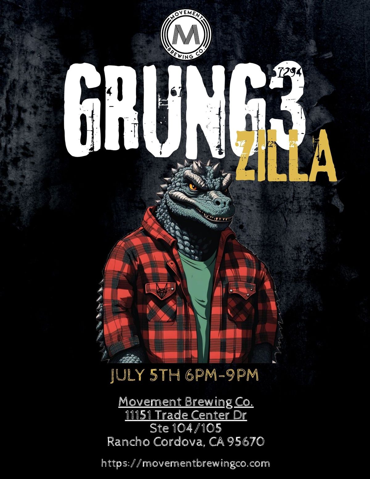 Grung3zilla Live at Movement Brewing, Friday July 5th, 6 to 9 PM!!!