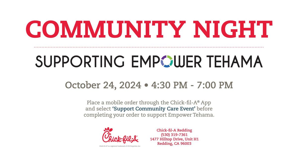 Chick-fil-A Fundraiser - Supporting Empower Tehama!