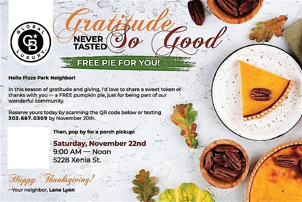 Pizza Park Free Pie for Thanksgiving