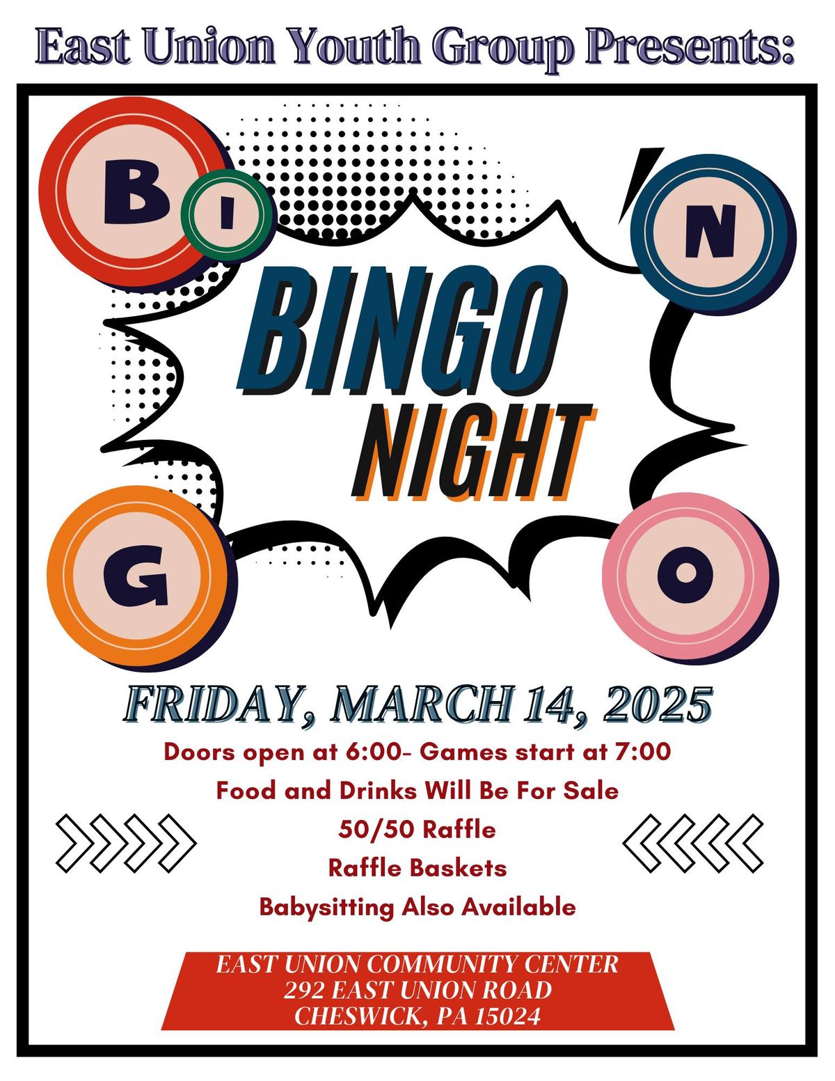 Youth Group Bingo Fundrasier