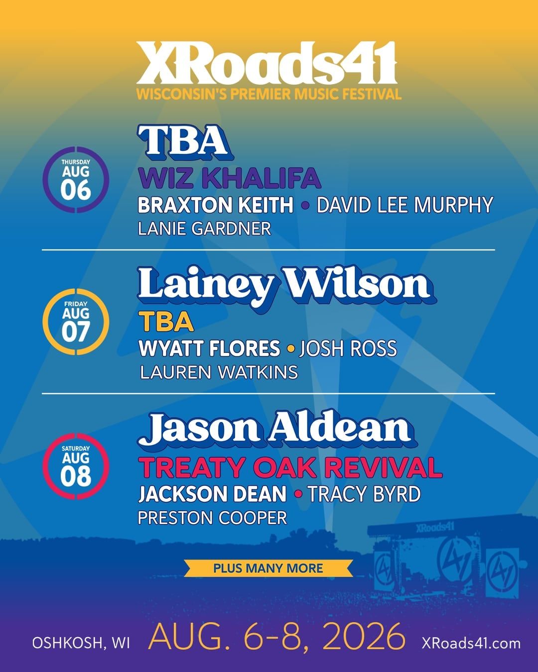 XRoads41: Jason Aldean Treaty Oak Revival & Jackson Dean - Saturday