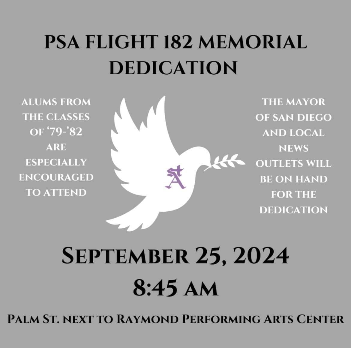 Saints PSA Flight 182 Memorial dedication