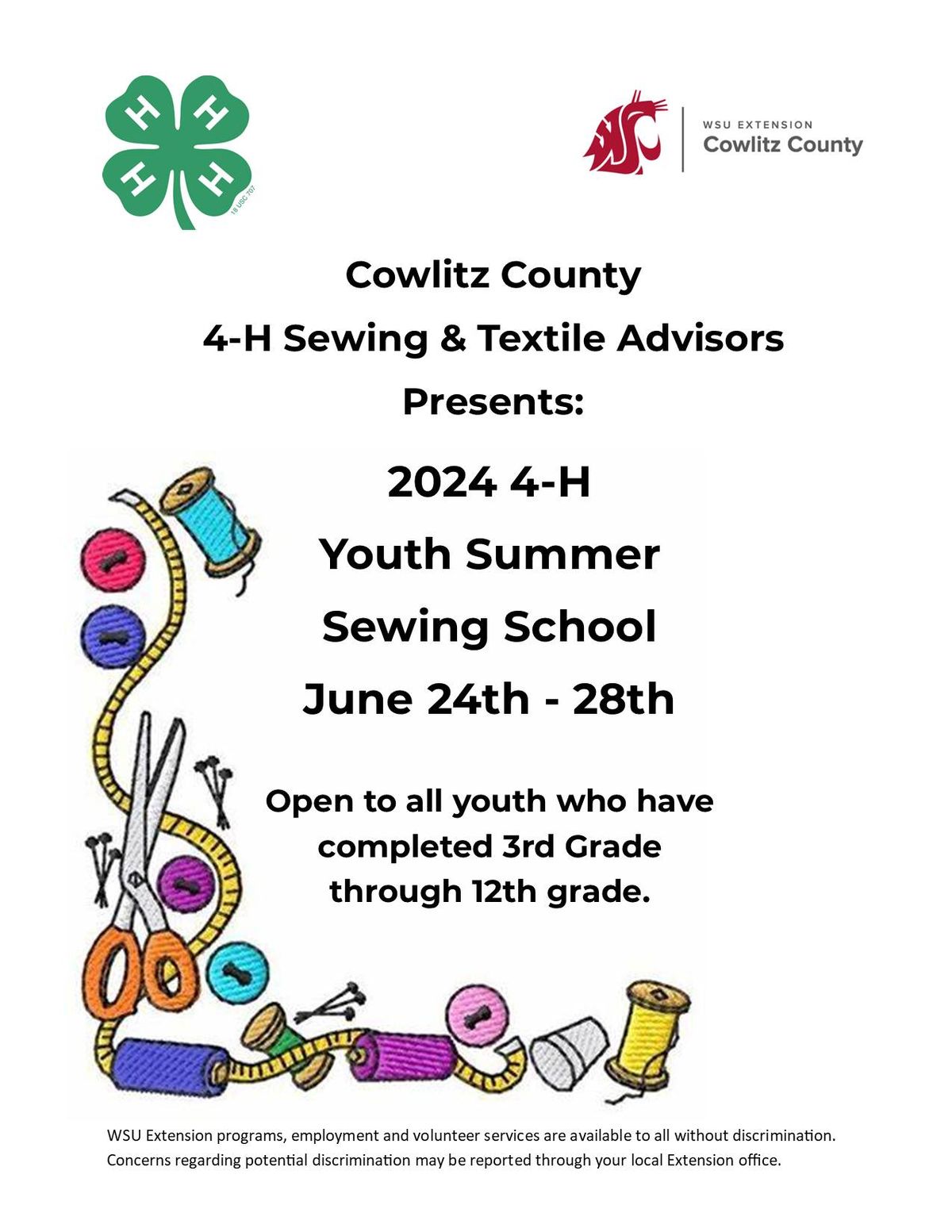 2024 4-H Youth Summer Sew School - Sewing For Fun 1, 304 Cowlitz Way ...