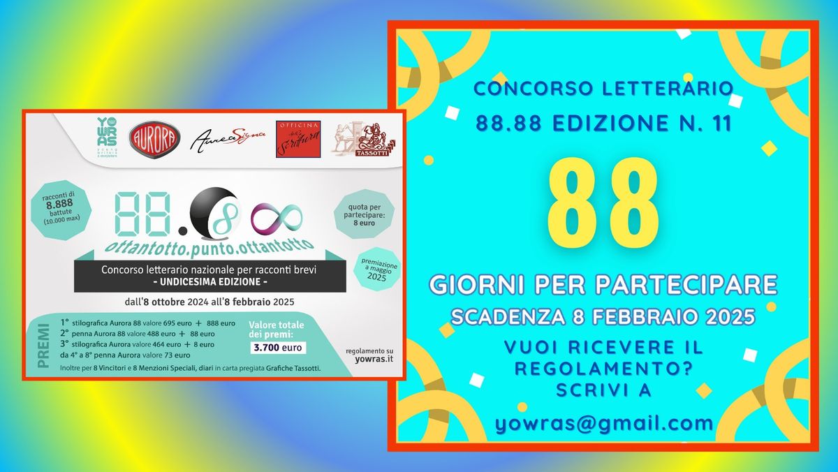 Concorso 88.88 undicesima edizione - scadenza 8 febbraio 2025