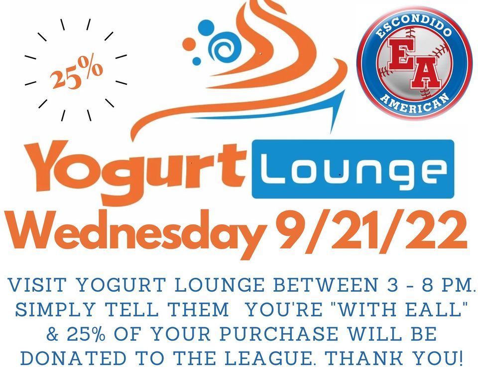 Yogurt Lounge EALL Fundraiser!!, Yogurt Lounge Escondido, 21 September 2022