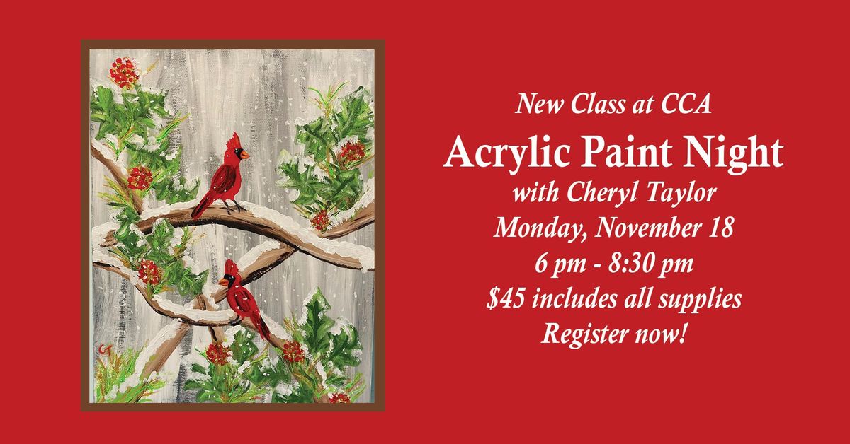 Acrylic Paint Night - Winter Cardinal!